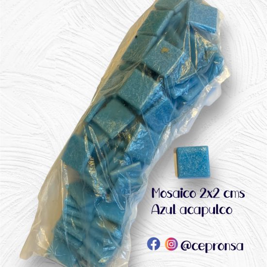 Fichas de mosaico veneciano color azul acapulco de 2×2 cms – Cepronsa